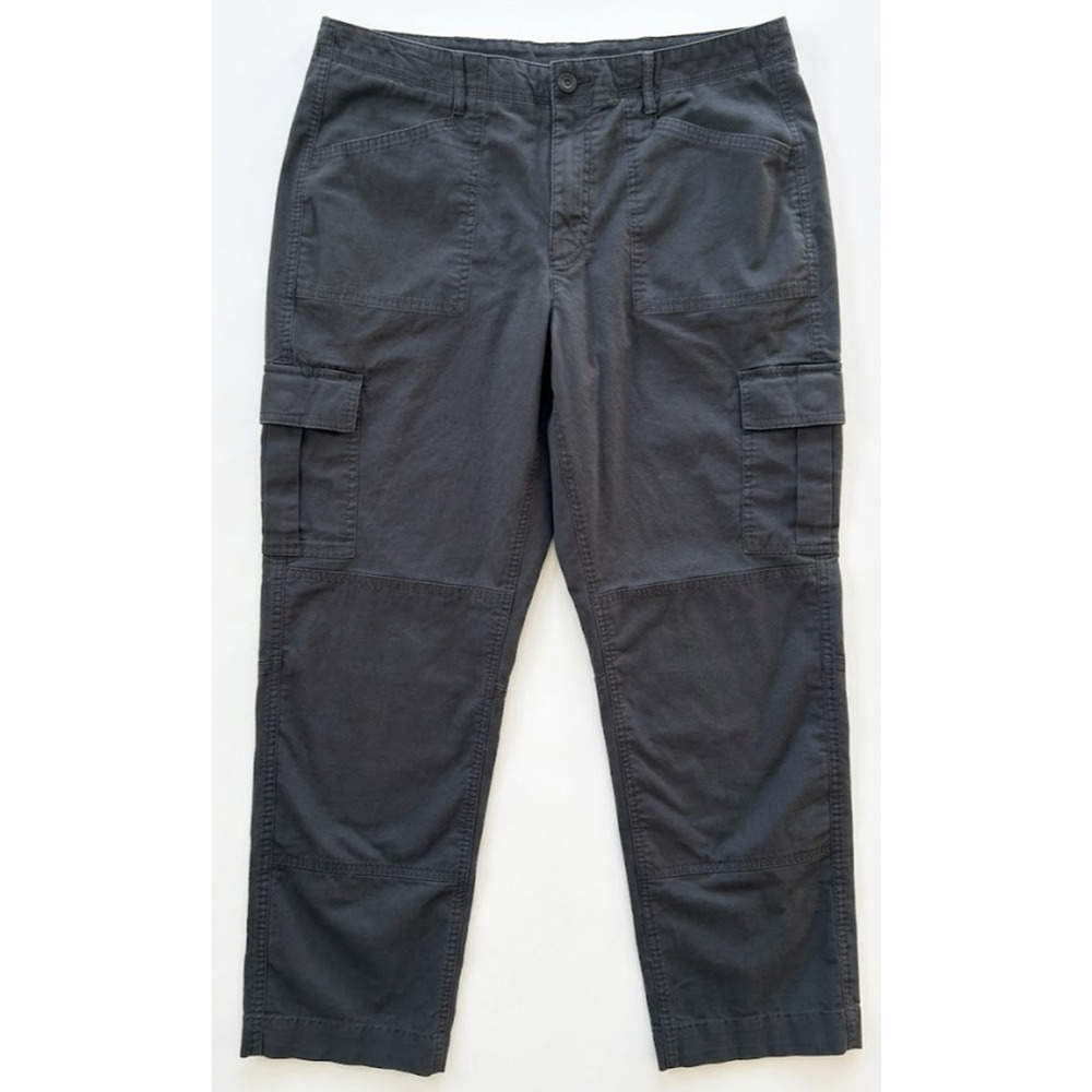 LL Bean Cargo Pants Womens 16 Favorite Fit Cropped Gray Stretch Chino Utility